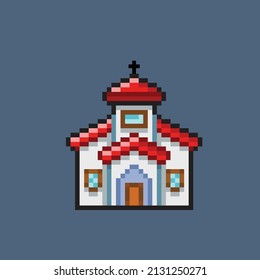 church building in pixel style