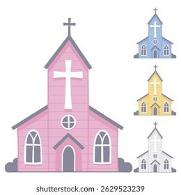 Church building. Quirky, cool cartoon.