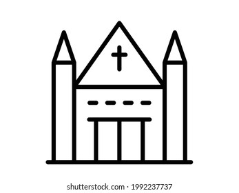 Church Building Single Isolated Icon With Outline Style