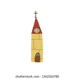 Church Building, Urban Architecture Design Element Cartoon Vector Illustration