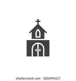 Icono vectorial de construcción de iglesias. signo plano relleno para concepto móvil y diseño web. icono de glifo. Símbolo, ilustración del logotipo. Gráficos vectoriales