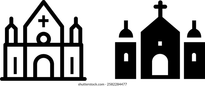 Church Building Vector Icon Set – Sacred and Architectural Designs