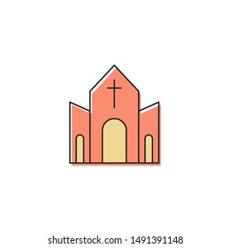 Church building vector icon symbol Christian isolated on white background