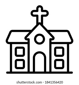 church building vector line icon