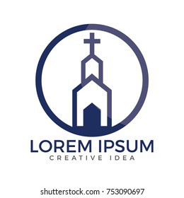 Church building vector logo design. Template logo for churches and Christian organizations cross.