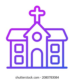 church building vector outline icon.