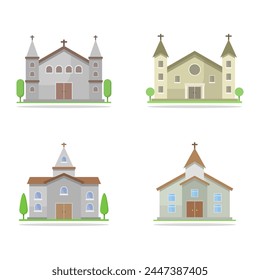 Edificios de la iglesia ilustrados en Vector