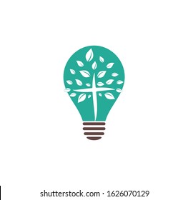Church bulb shape concept logo design. Ministry Logo Design for Church. The Lamp of Jesus Christ. God's lamp sign.	