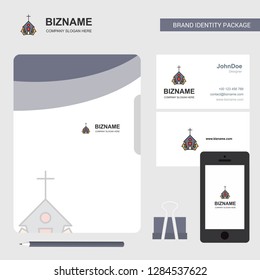 Church Business Logo, File Cover Visiting Card and Mobile App Design. Vector Illustration