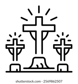 Church calvary icon in line style 