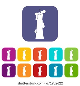 Church candle icons set vector illustration in flat style In colors red, blue, green and other