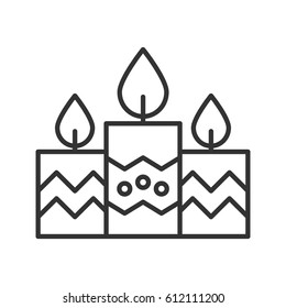 Church candles linear icon. Thin line illustration. Contour symbol. Vector isolated outline drawing