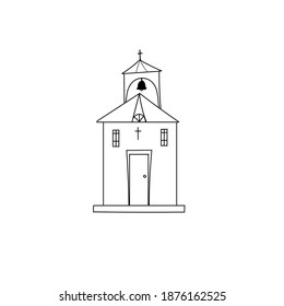 church cartoon vector and illustration, hand drawn style, isolated on white background.