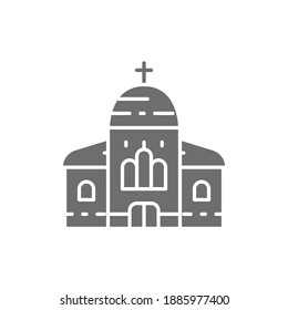 Church, cathedral gray icon. Isolated on white background