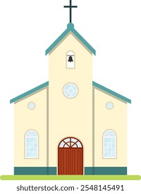 Iglesia, catedral católica. Iglesia aislada sobre fondo blanco. Ilustración vectorial. Vector.