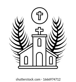 church with catholic cross in white background vector illustration design