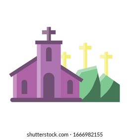 church with catholic cross in white background vector illustration design