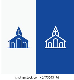 Church, Celebration, Christian, Cross, Easter Line and Glyph Solid icon Blue banner Line and Glyph Solid icon Blue banner