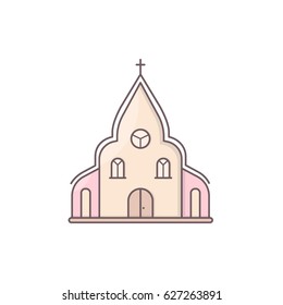 Church chapel building. Simple vector symbol for sweet romantic design.