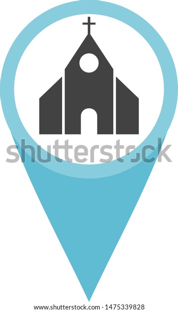 Church Chapel Map Element Pinpoint Special Stock Vector