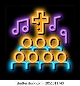 Church Choir Singing Song Concert neon light sign vector. Glowing bright icon transparent symbol illustration