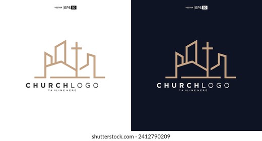 church christian with build shape logo design