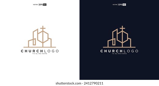 church christian with build shape logo design