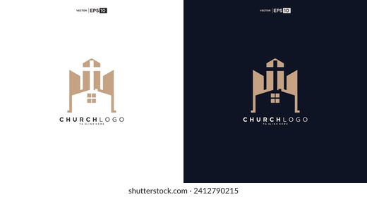 church christian with build shape logo design
