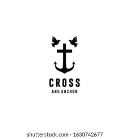 Church / Christian / Cross with Anchor Dove logo design inspiration