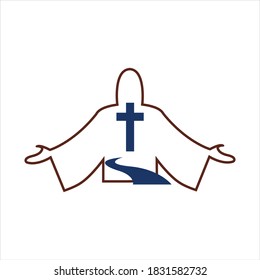 church christian line art logo design,Christian symbols.
