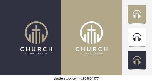 church christian logo design Premium Vector