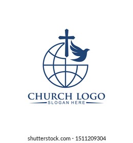 church christian logo vector icon design template. Christian symbols.