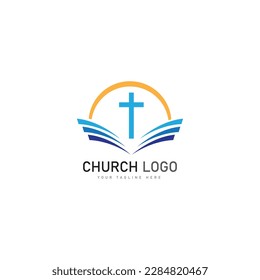 church christian logo vector icon design template. Christian symbols.