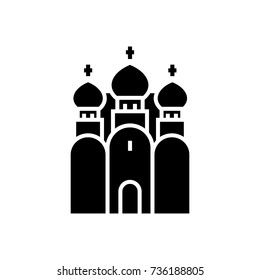 church christianity - Russian Orthodox Church icon, vector illustration, black sign on isolated background