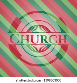 Church christmas badge background. Vector Illustration. Detailed.