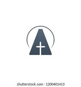 ​Simple church circle logo/icon. Vector image.
