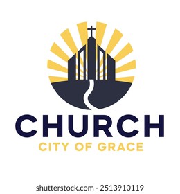 Kirche Stadt der Gnade Logo Design Vektor