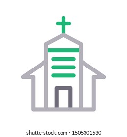 church colour line vector icon