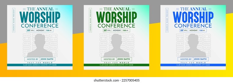 Church conference flyer social media post web banner template