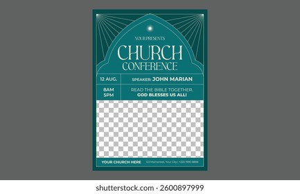 Church Conference Flyer. Template for invitation, cover, banner, poster, flyer. Vector illustration.
