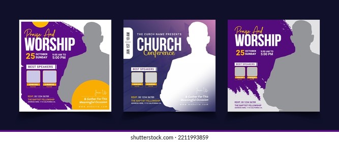 Church Conference Social Media Post, Web Banner, Worship Flyer, Church Banner, Church Flyer, Square Banner Template