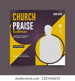 Church conference social media post, web banner, worship flyer, church banner, church flyer, square banner template