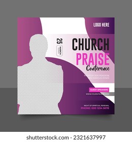 Church conference social media post, web banner, worship flyer, church banner, church flyer, square banner template
