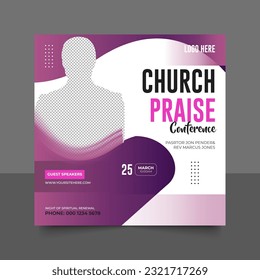 Church conference social media post, web banner, worship flyer, church banner, church flyer, square banner template