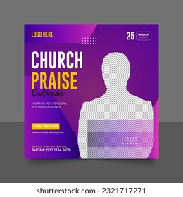 Church conference social media post, web banner, worship flyer, church banner, church flyer, square banner template