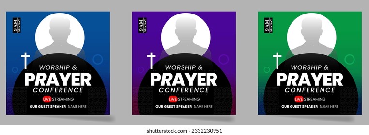 Church conference social media post or worship square flyer banner