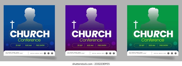 Church conference social media post or worship square flyer banner