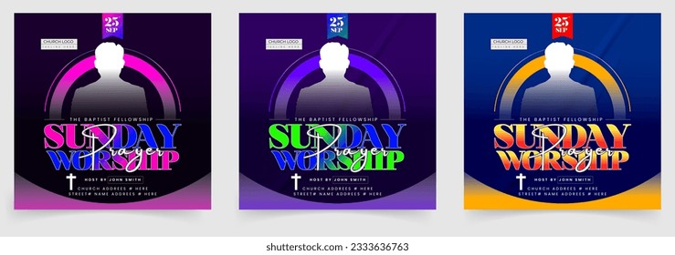 Church conference social media post or worship square flyer banner template