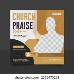 Church conference social media post, web banner, worship flyer, church banner, church flyer, square banner template