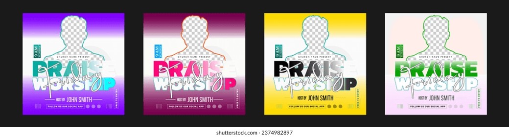 Church conference social media post or worship square flyer banner template